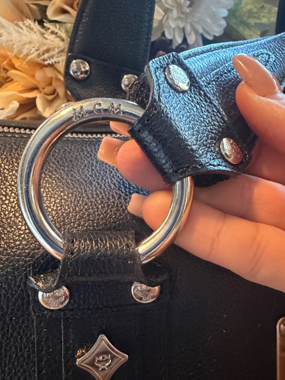 MCM Black Leather Boston  Satchel with Silver Hardware - Picture 3 of 16